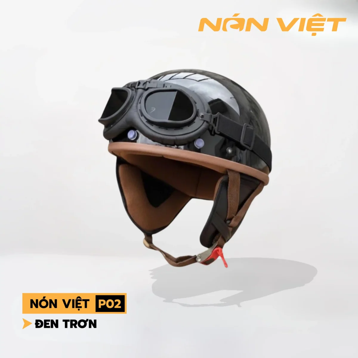 Mũ Bảo Hiểm Phi Công Nửa Đầu Có Ốp Tai Cao Cấp - Ảnh 3