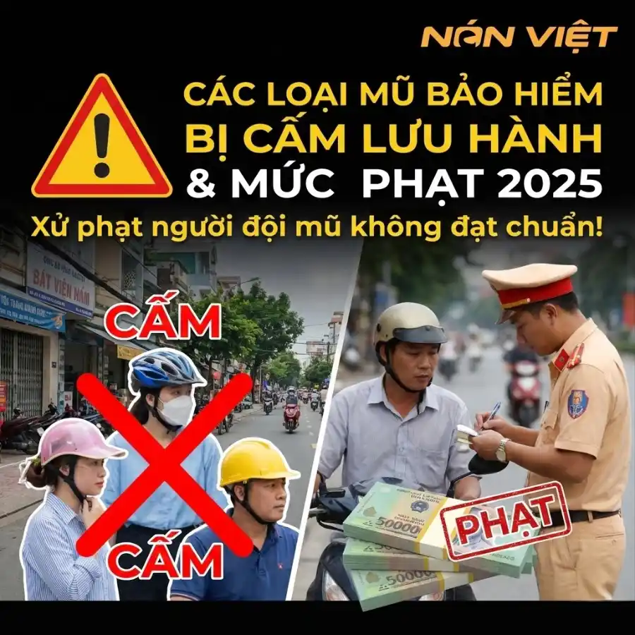 Các Loại Mũ Bảo Hiểm Bị Cấm Lưu Hành Và Mức Phạt 2025