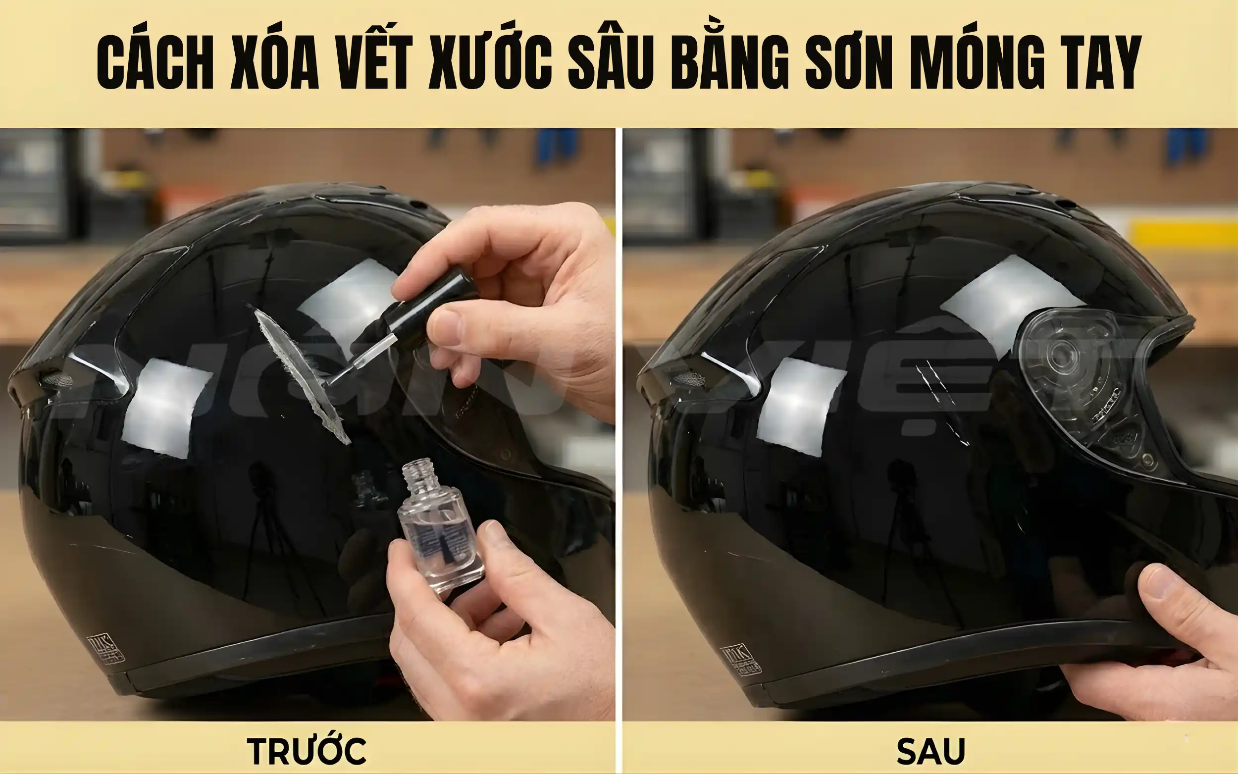 Cách Khắc Phục Nón Bảo Hiểm Bị Trầy Sâu Bằng Sơn Móng Tay