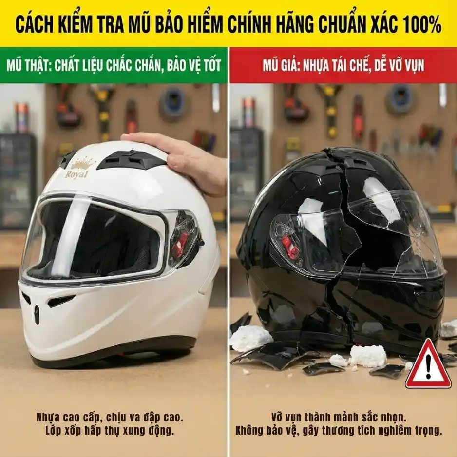 Cách kiểm tra mũ bảo hiểm chính hãng chuẩn xác 100%