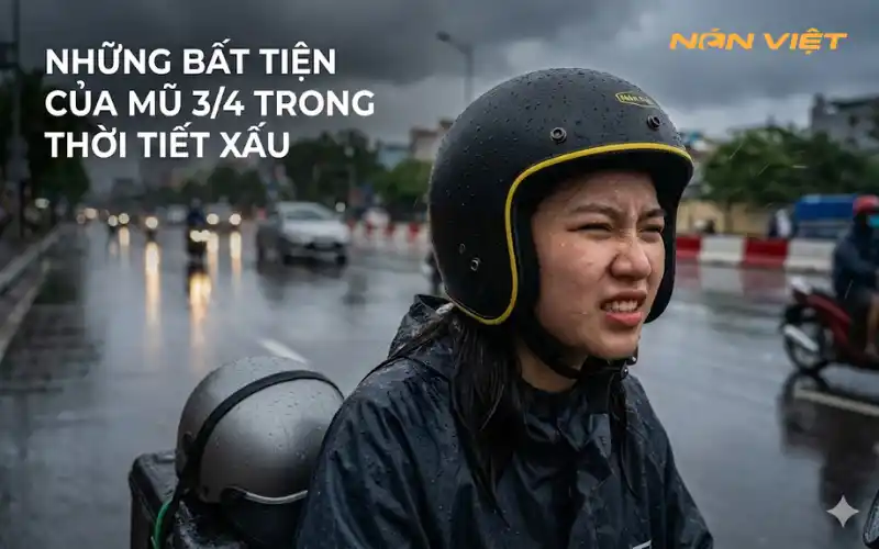 Ưu Và Nhược Điểm Mũ Bảo Hiểm 3/4 Lợi Và Hại Như Thế Nào? 4 Hạn Chế Của Mũ Bảo Hiểm 3 4 Khi Đi Mưa