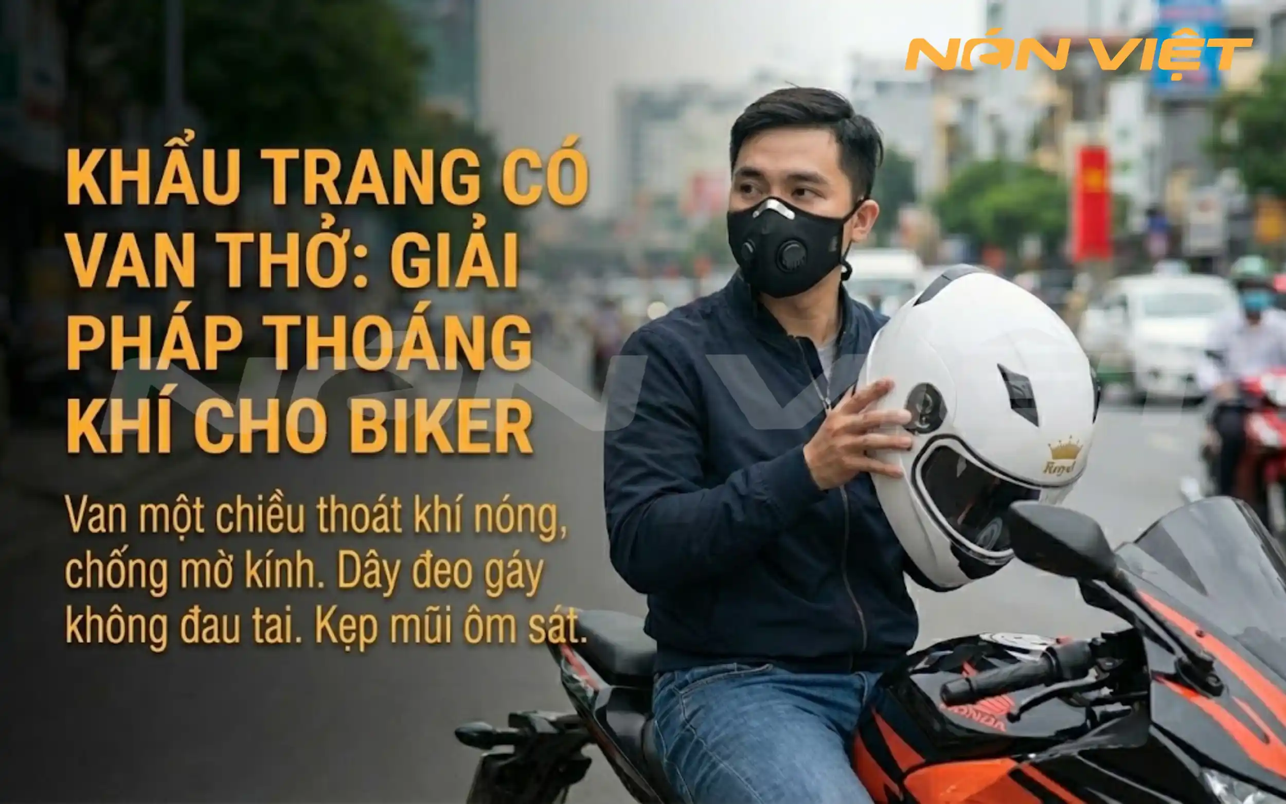Khẩu Trang Có Van Thở Một Chiều Dành Cho Người Đi Xe Máy