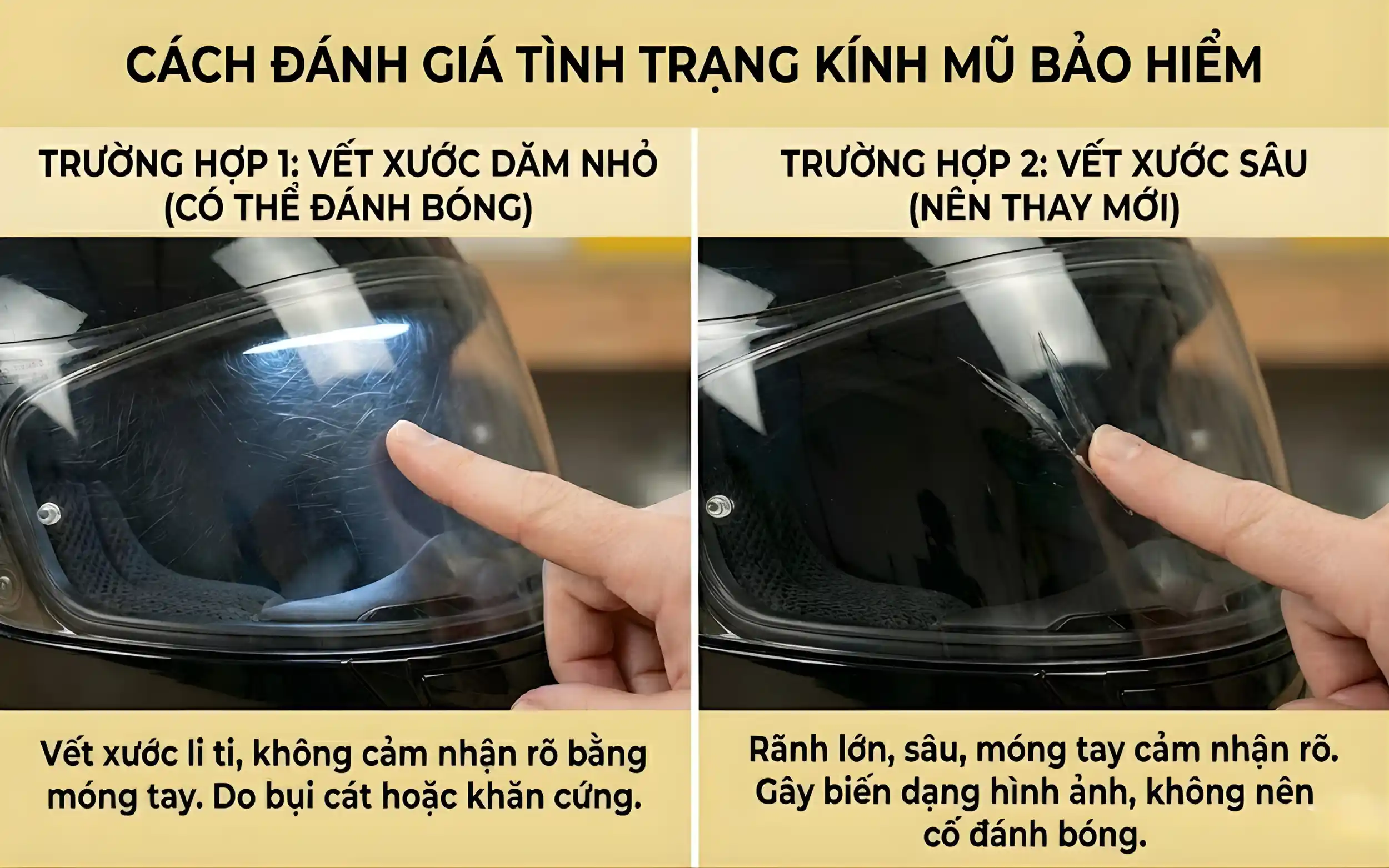 Kiểm Tra Mức Độ Kính Mũ Bảo Hiểm Bị Xước