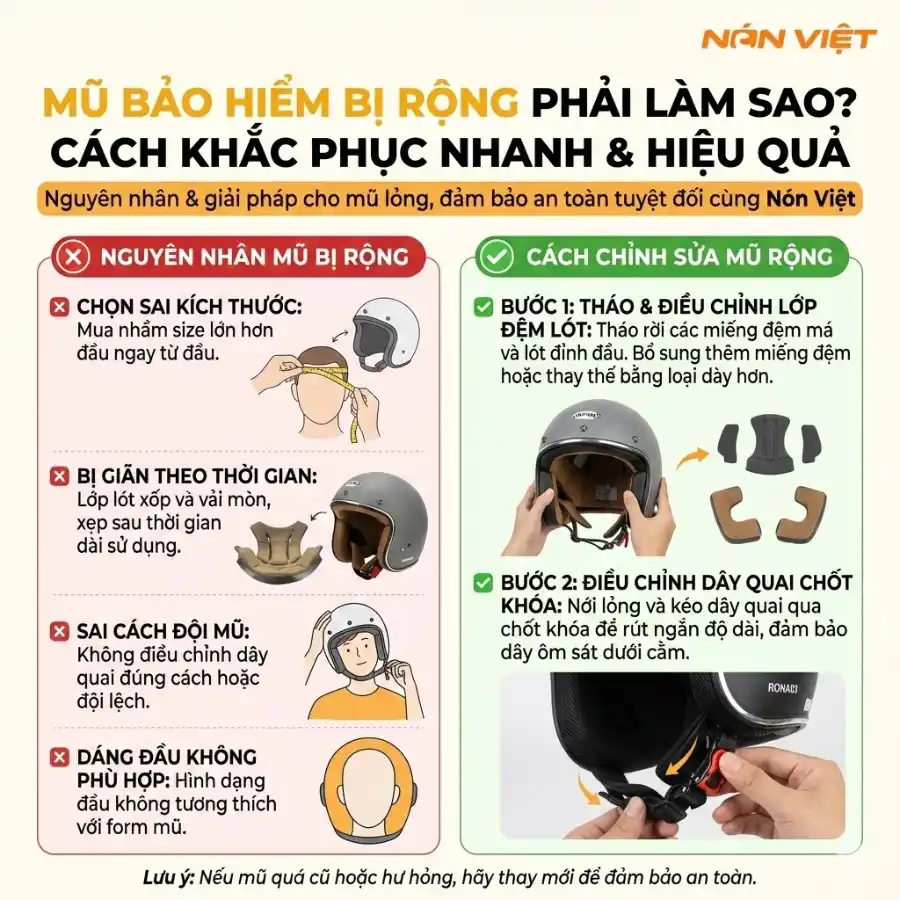 Mũ Bảo Hiểm Bị Rộng Phải Làm Sao Cách Khắc Phục Nhanh Và Hiệu Quả