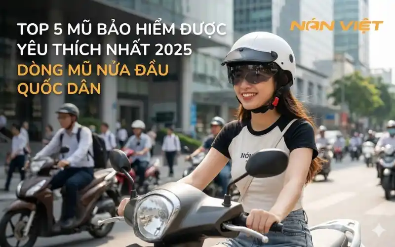 Mũ Bảo Hiểm Nửa Đầu Nón Việt Với Thiết Kế Gọn Nhẹ
