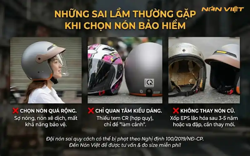 Cách Lựa Chọn Nón Bảo Hiểm Phù Hợp &Amp; Bảng Size Chuẩn 2025 4 Những Sai Lầm Thường Gặp Khi Chọn Nón Bảo Hiểm