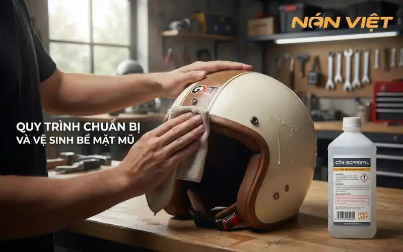 Quy Trình Chuẩn Bị Và Vệ Sinh Bề Mặt Mũ