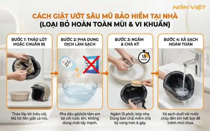 Mẹo Xử Lý Mũ Bảo Hiểm Bị Hôi Tại Nhà Hiệu Quả Nhất 3 Quy Trình Giặt Mũ Bảo Hiểm