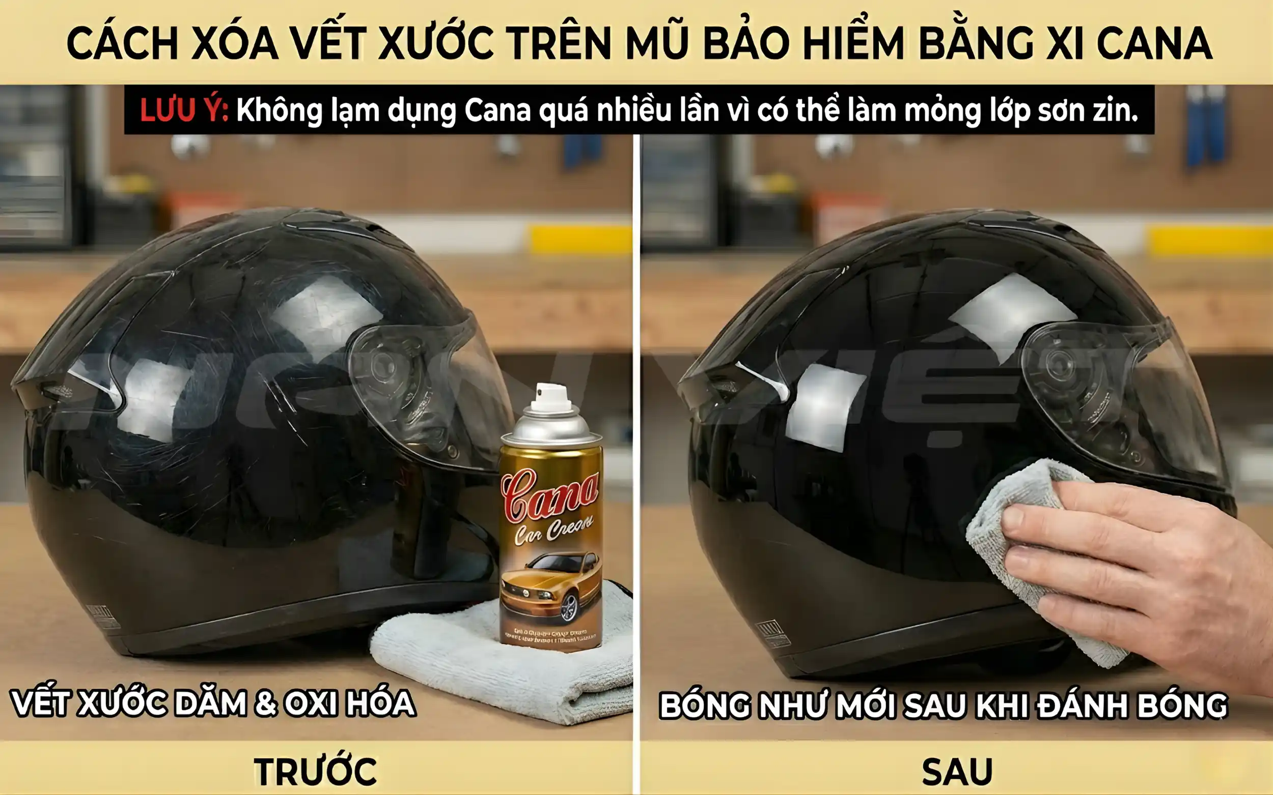Sử Dụng Cana Để Đánh Bóng Vỏ Mũ Hiệu Quả