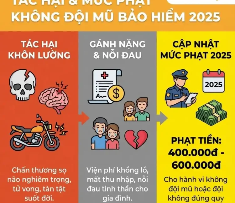 Tác Hại Của Việc Không Đội Mũ Bảo Hiểm Và Mức Phạt 2025