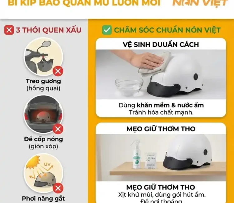 Cách Bảo Quản Mũ Bảo Hiểm Luôn Mới Và Bền Cùng Nón Việt